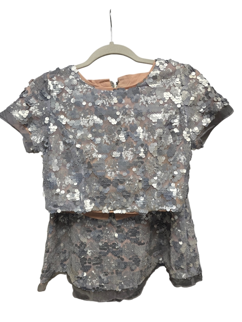 L'atiste by Amy Silver 2-piece skater skirt and crop top Set w/sequins Sz.S